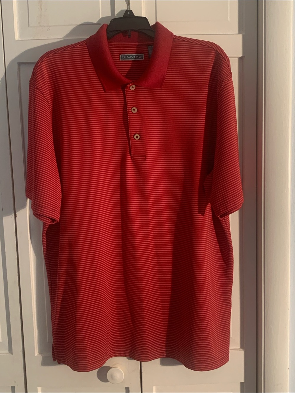 Cubavera Red Micro-Stripe Polo EUC